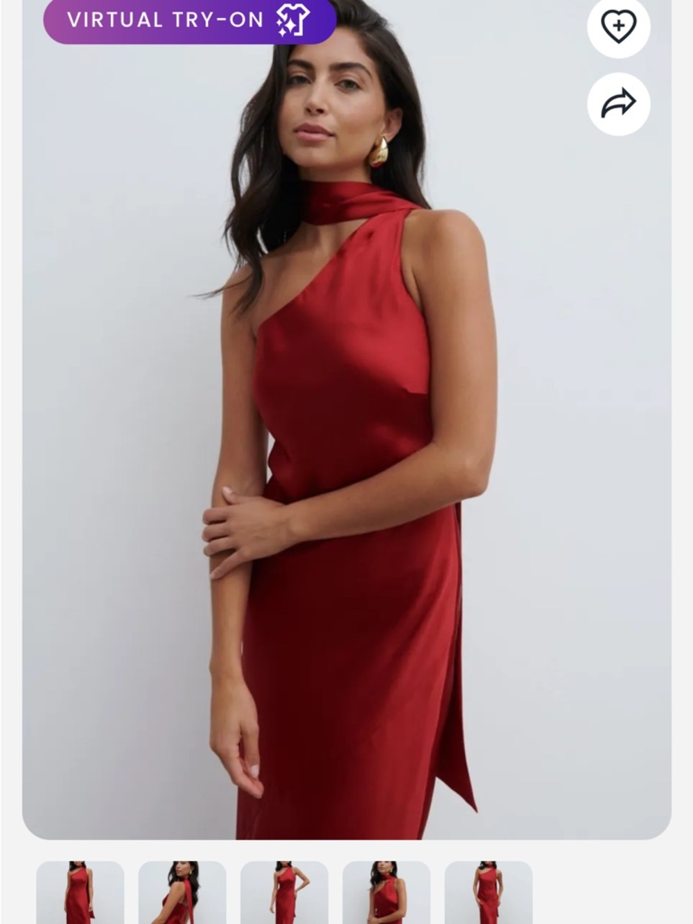 Altar'd State One-Shoulder Satin Dress in Burgundy with Neck Scarf